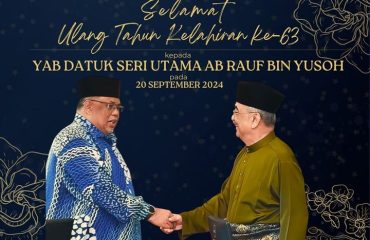 SELAMAT ULANG TAHUN KELAHIRAN KE-63 KEPADA YAB DATUK SERI UTAMA AB RAUF BIN YUSOH, KETUA MENTERI MELAKA