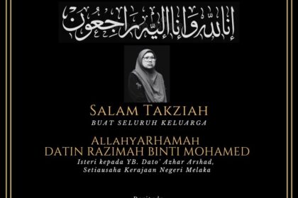 Penghormatan terakhir kepada Allahyarhamah Datin Razimah binti Mohamed